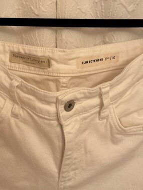 Pilcro and the Letterpress Slim Boyfriend Jeans in Cream